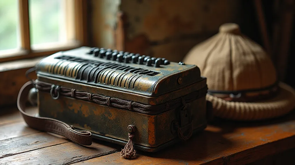 Antique accordion on a table