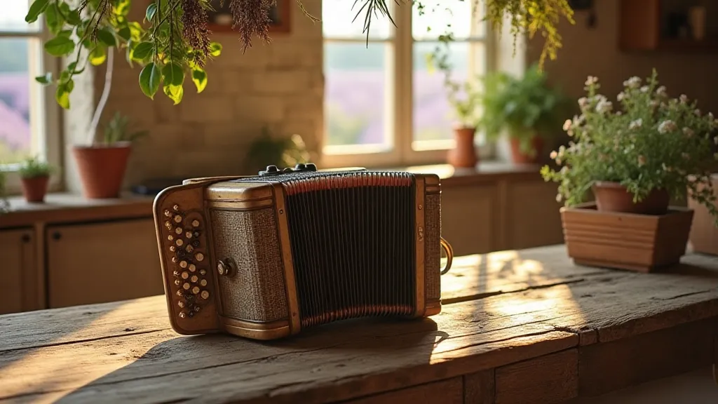 Antique accordion in a Provençal kitchen