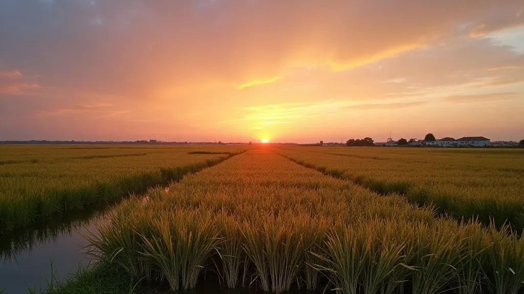 Panoramic view of the Albufera lagoon at sunset, showcasing the rice fields and traditional Valencian architecture.