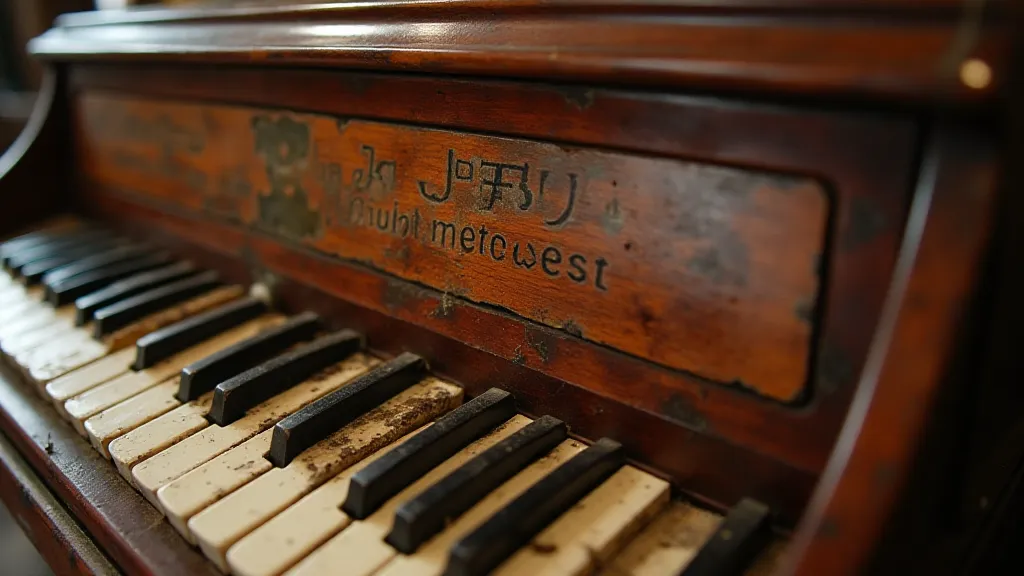 Close-up of a beautifully restored antique accordion, showing signs of age and craftsmanship.
