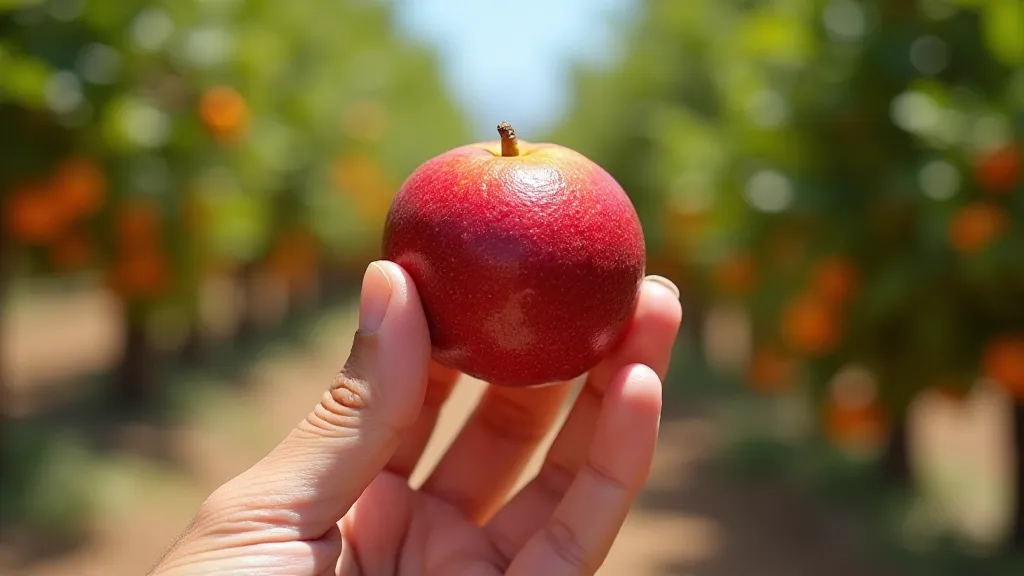 Ripe blood orange in hand
