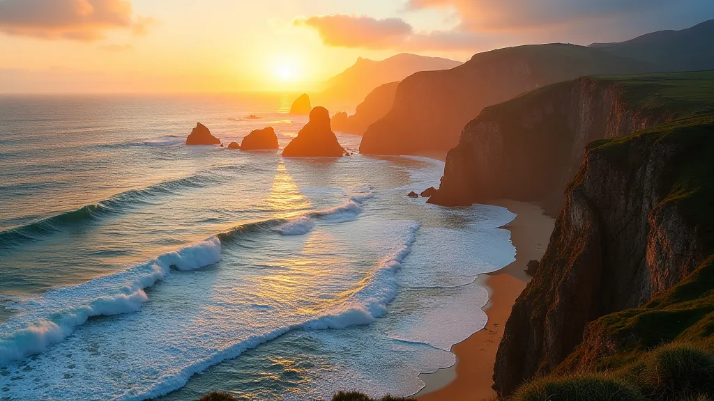 Basque coastline at sunset