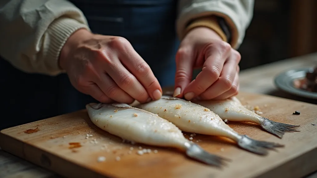 Basque fisherman cleaning fish