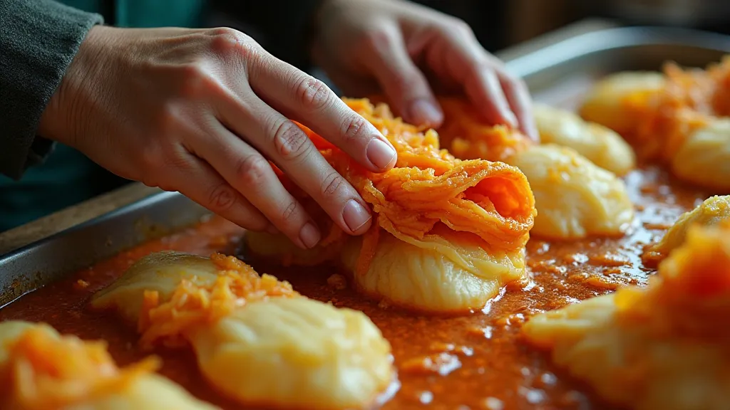 Halmeoni’s hands making Kimchi