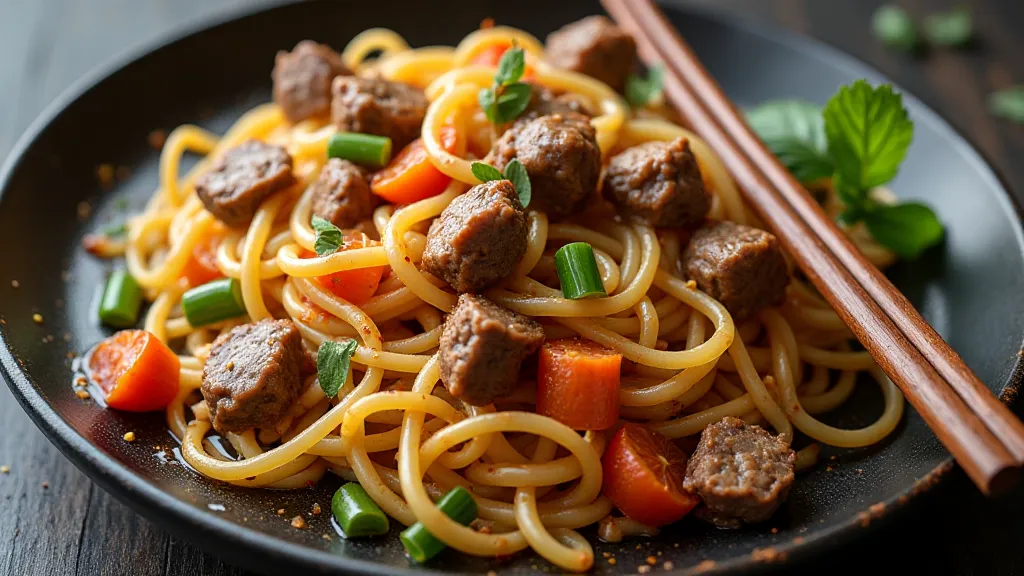Uyghur laghman noodle dish